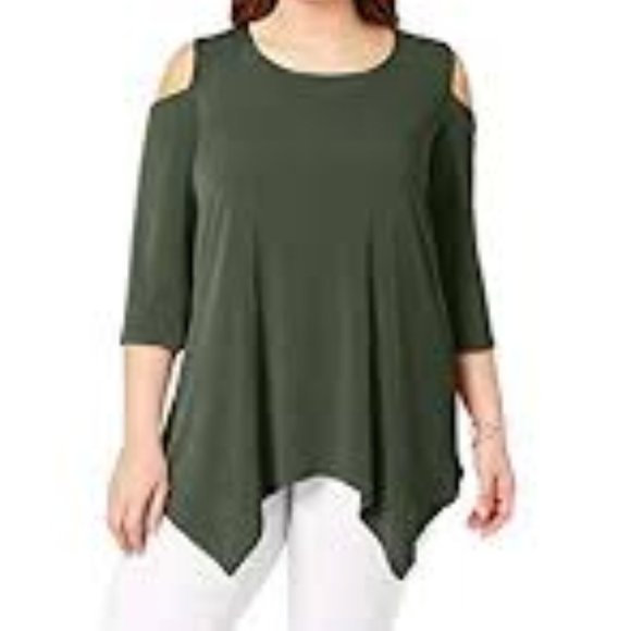 NY Collection Tops - NY Collection Plus Size Cold-Shoulder Tunic